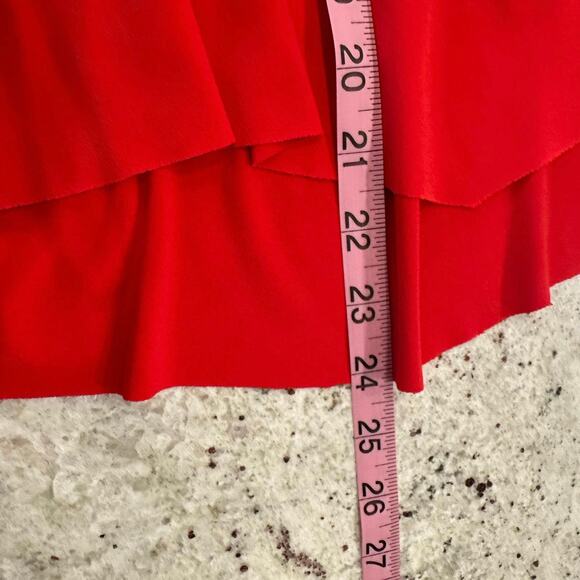 Susan Graver Womens Large Pullover Blouse Top Red Embellished Neck Layered Look - Picture 7 of 9